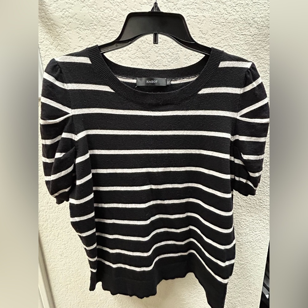 Amazon Women's Black and White Striped Sweater